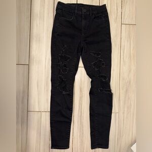American Eagle Outfitters Black Ripped Skinny Jeans